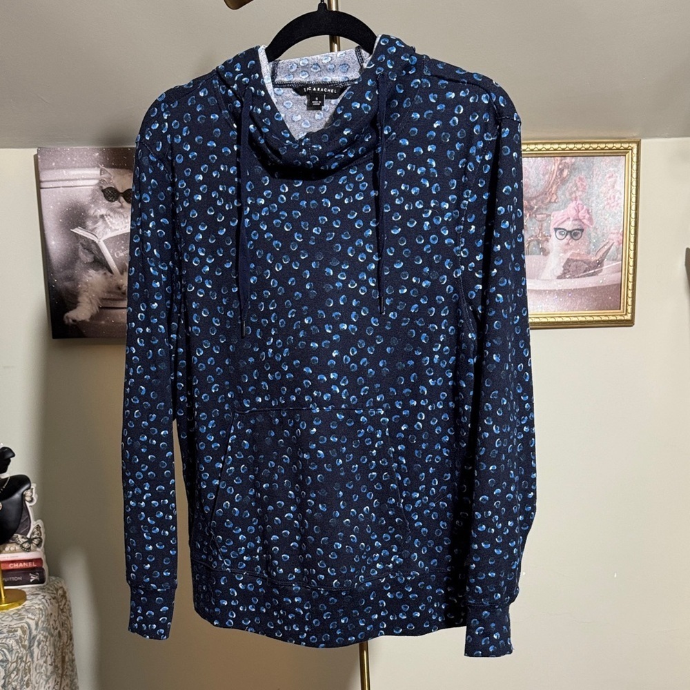 EUC Zac & Rachel Navy and Light Blue Patterned Sweater Hoodie Soft